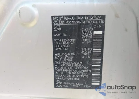 2017 Nissan Rogue S from USA, damaged, VIN KNMAT2MV9HP548613